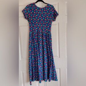 Talbots Blue Shell-Print Casual Midi Dress